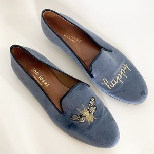Jon Josef Gatsby Bee Happy Flats in Blue Velvet Size 8.5